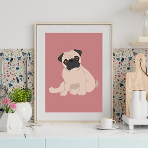 Cute Pug Poster | Pug Art | Instant Digital Download