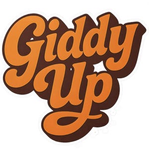 Cowboy Cowgirl GIDDY UP Vinyl Decal Sticker, Horse Riding Western Rodeo Car Laptop Window Decoration, Peel and Stick Bumper Sticker, Country
