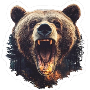 Adesivo in vinile Premium Big Bear - Grizzly Bear, adesivo in vinile Bear, adesivo per camion, adesivo per bottiglia d'acqua, adesivo per laptop, auto, snowboard, arte dell'orso