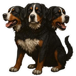 Vinylsticker Berner sennenhond Cerberus: cadeau hondenliefhebber