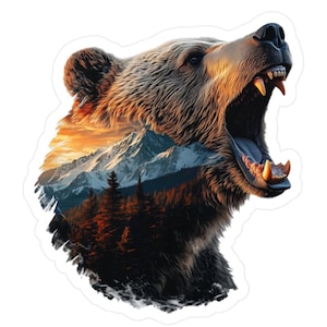 Grizzly Bear Vinyl Decal Sticker - Laptop, Car, Water Bottle