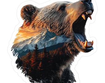 Grizzly Bear Vinyl Decal Sticker - Laptop, Car, Water Bottle