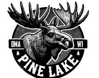 Calcomanía de vinilo de alce de Pine Lake: para laptop, auto y snowboard