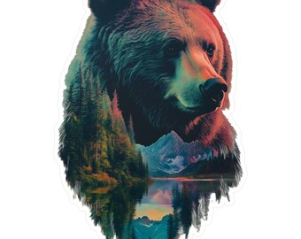 Vinylsticker Grizzly Black Bear: sticker natuur dieren in het wild