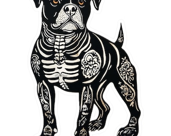 Adesivo in vinile Pitbull del Giorno dei Morti, adesivo per cane con teschio di zucchero