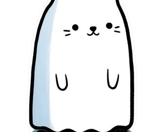 Ghost Cat Vinyl Decal, Halloween Spooky Sticker