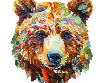 MONTANA Grizzly Bear Vinyl Decal Bear Sticker Montana Sticker Wildlife Art Car, Laptop, Tumbler, State Animal Sticker Montana Sticker