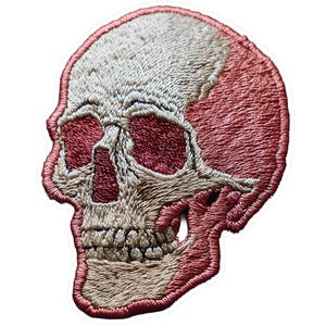 Parche bordado de calavera, calcomanías de vinilo troqueladas / Pegatina de calavera