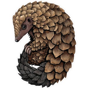 Pangolin Vinyl Aufkleber Aufkleber - entzückendes Tierdesign, Laptop Aufkleber, Autoaufkleber, Wasserflasche Aufkleber, Geschenk für Tierliebhaber, niedliches Pangolin