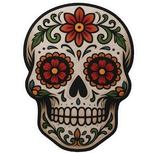 Zucker Schädel Aufkleber Aufkleber, Tag der Toten Auto Dekoration, Laptop Vinyl Aufkleber, Mexikanischer Schädel Fenster Aufkleber, Calavera Macbook Aufkleber