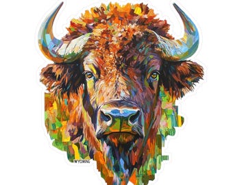 WYOMING American Buffalo Vinyl Decal Buffalo Sticker Wyoming Sticker Wildlife Art Car, Laptop, Tumbler, State Animal Sticker waterbottle