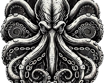 Kraken Octopus Clipart: Ocean Wildlife Illustration (PNG)