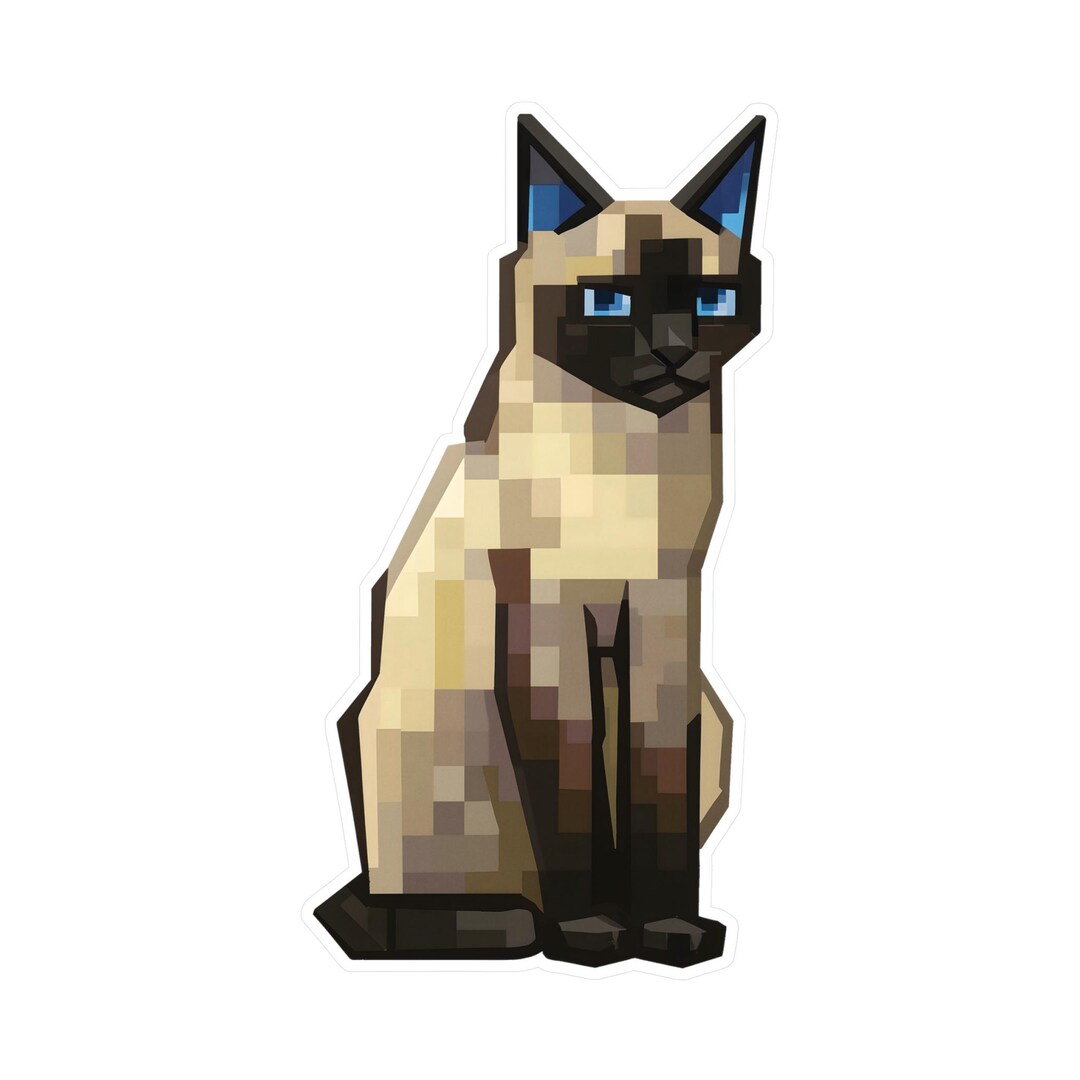 8-bit Siamese Cat Vinyl Decal – Minecraft Style Sticker - Etsy