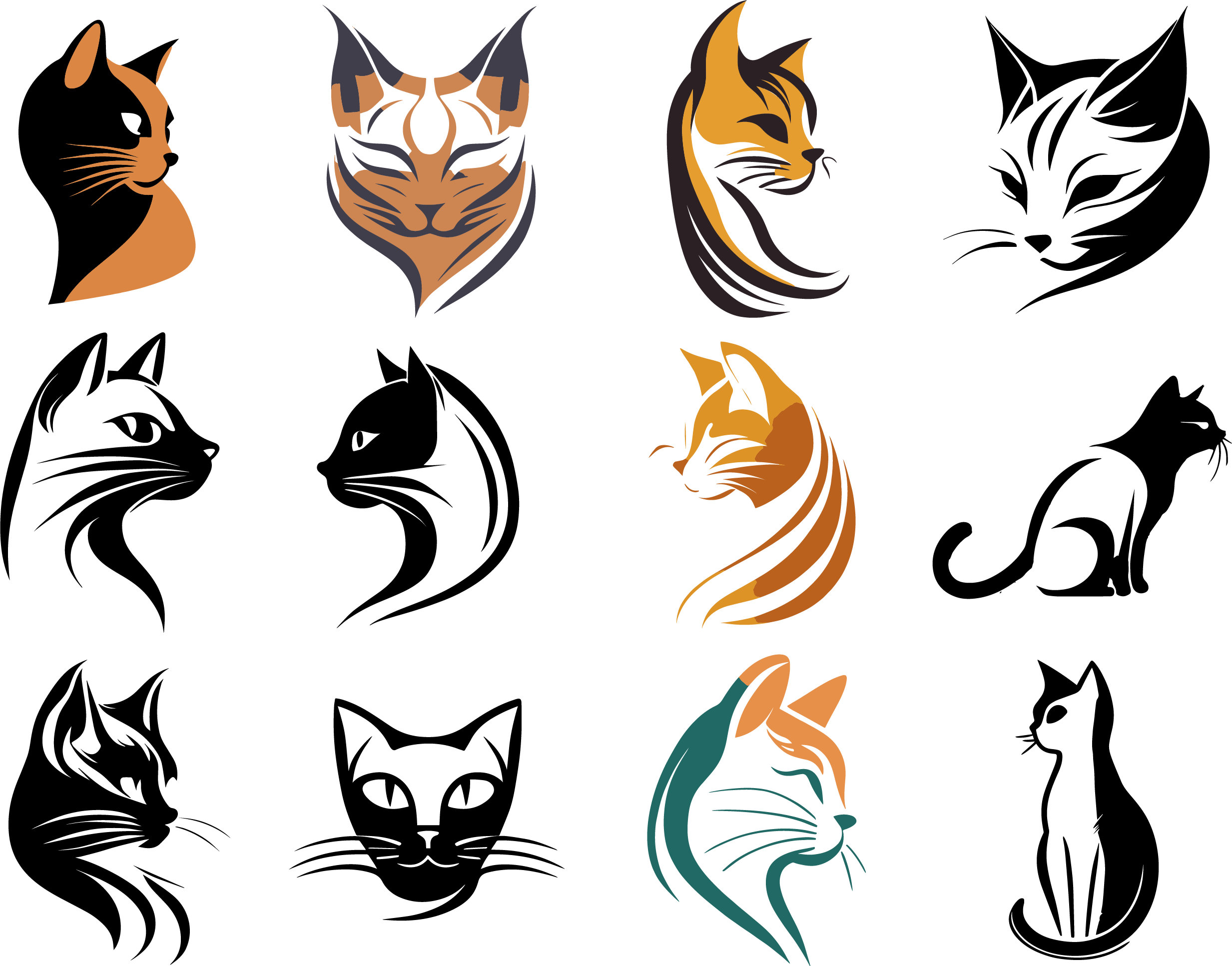 100 Cat Icon Logos: SVG Vector Graphics (digital Download) - Etsy
