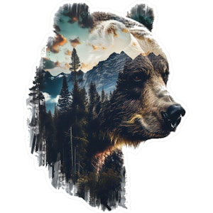 Vaga con il re della foresta: adesivo in vinile Big Bear - Porta la maestosa bellezza della fauna selvatica nel tuo spazio con il nostro adesivo di alta qualità