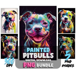 Painted Pitbull Puppy PNG Images: Printable Canine Art (Digital Download)