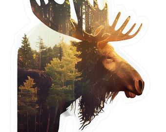 Majestic Moose: Bull Moose Vinyl Sticker - Wildlife Wall Art for Nature Lovers