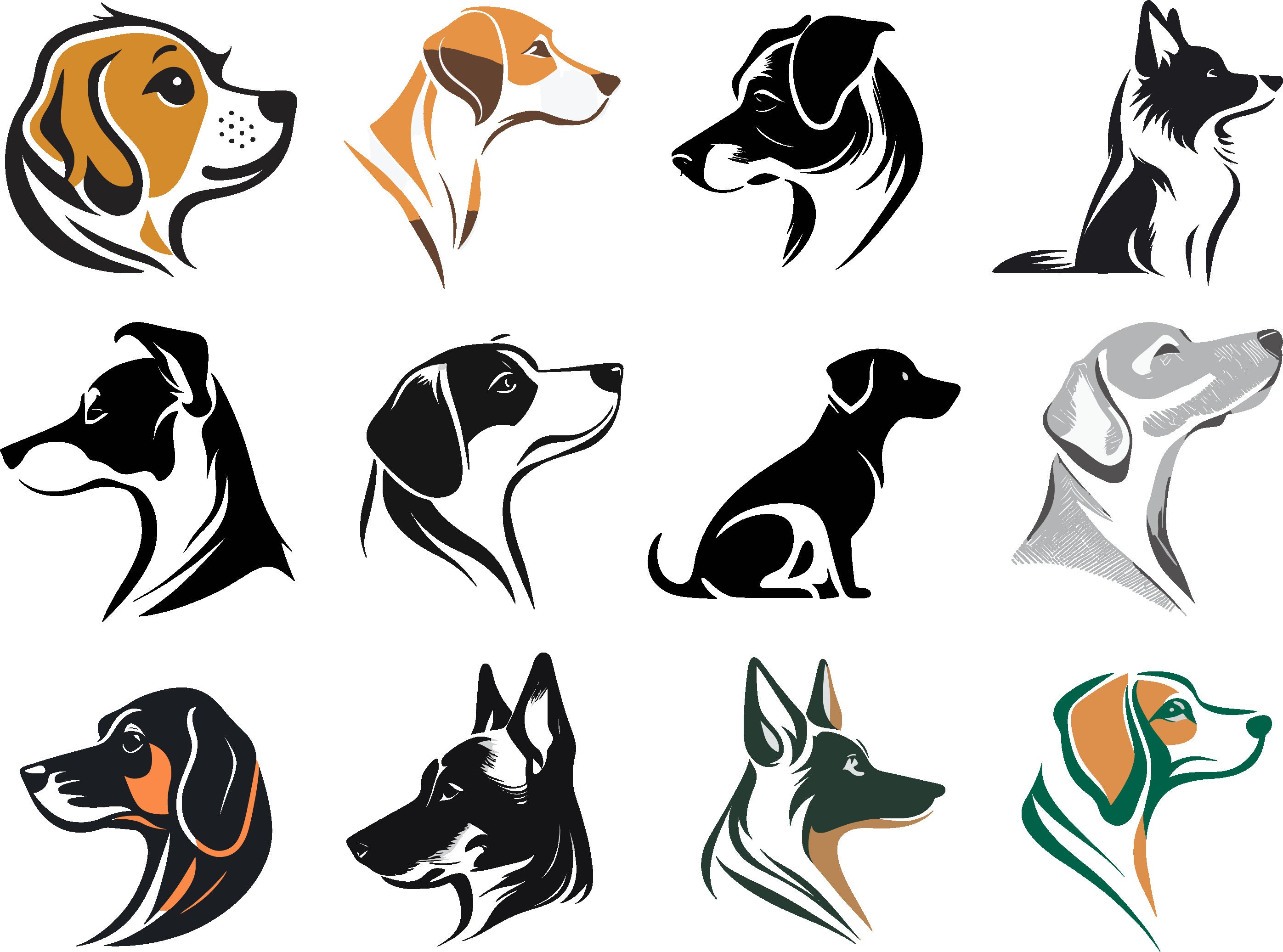 100 Dog Breed Icons: SVG Vector Graphics Bundle (digital Download) - Etsy