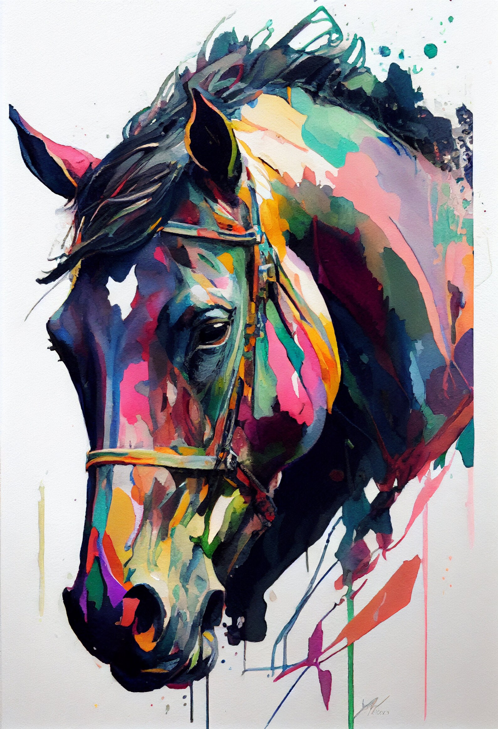 Painted Horse Portraits: 5 Horse PNG Images Printable Wall - Etsy