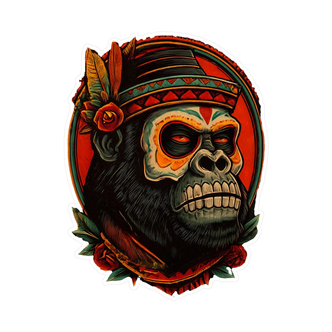Gorilla Vinyl Decal: Wildlife Ape Sticker - Laptop, Car, Water Bottle ...