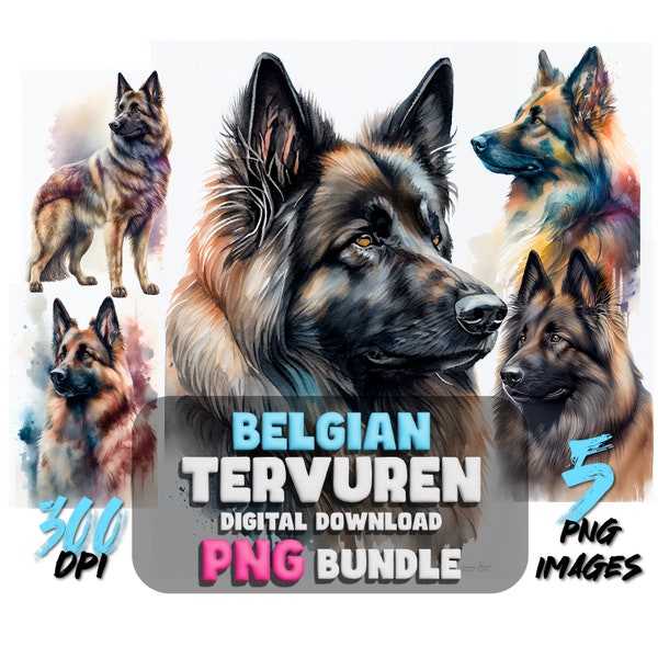 Belgian Tervuren: 5 Belgian Shepherd Tervuren Dog Images PNG White Background - Design - Animal Canine Art Graphics - Digital Download Pets