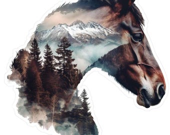 Wild Horse Vinyl Decal Sticker - Rocky Mountains Durable Horse Decal, Equestrian Sticker Laptops Waterbottles Vehicles Equestrian Gear