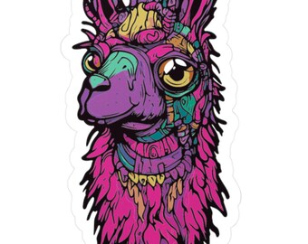 Adesivo in vinile Funky Llama: adesivo per laptop e bottiglia d'acqua