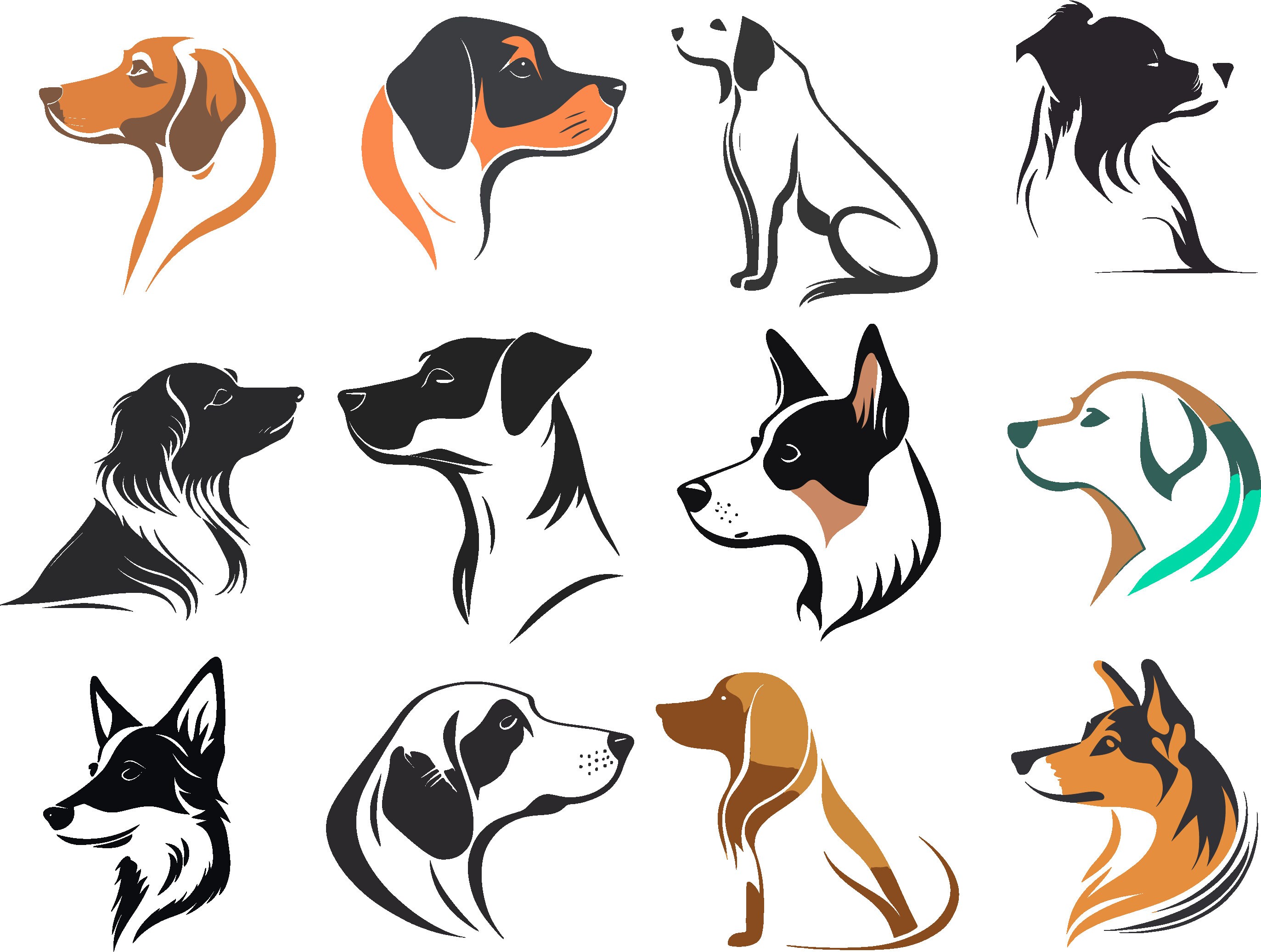 100 Dog Breed Icons: SVG Vector Graphics Bundle (digital Download) - Etsy