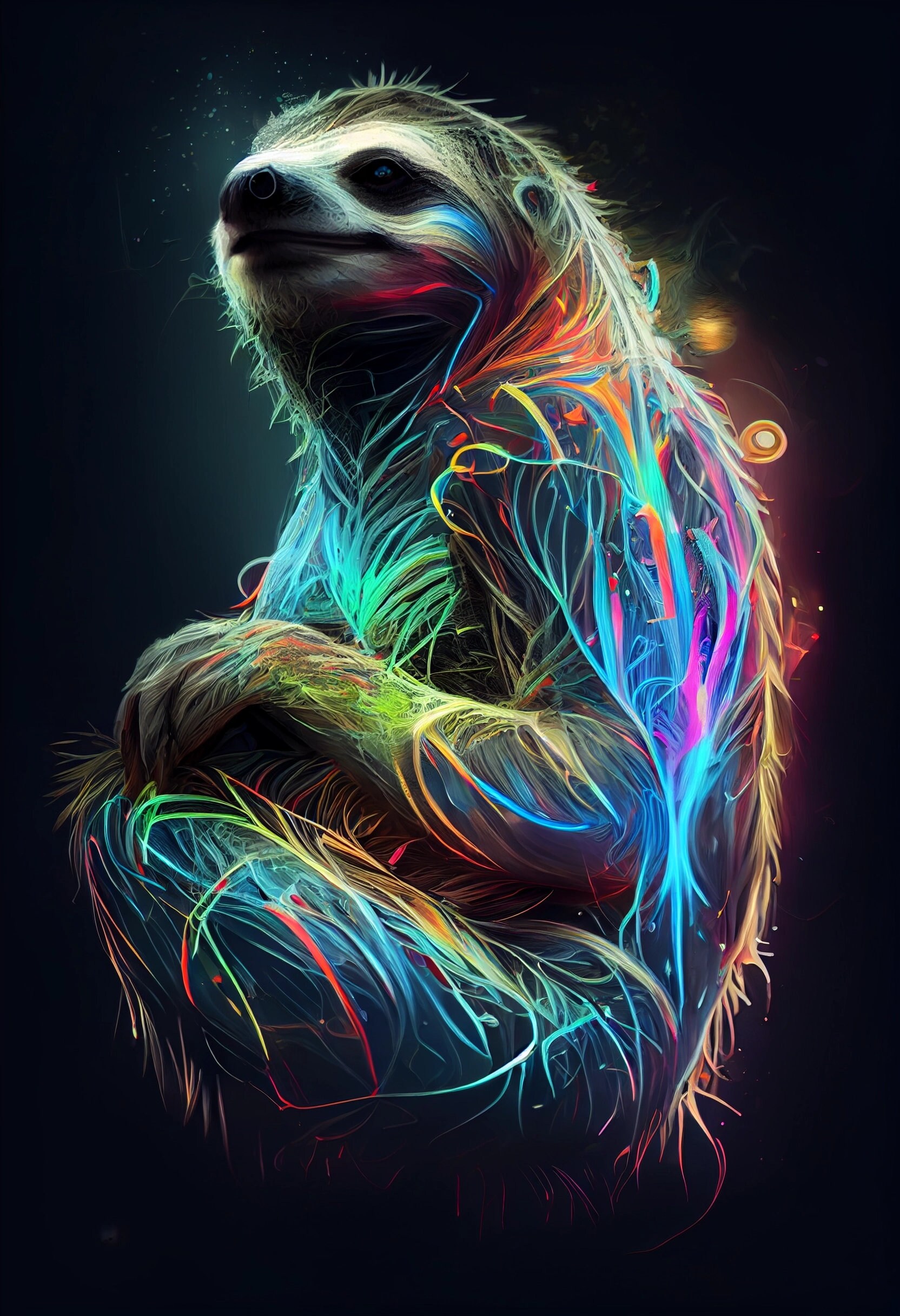 Neon Sloth PNG Clipart: 5 Dark Background Images (digital Download) - Etsy