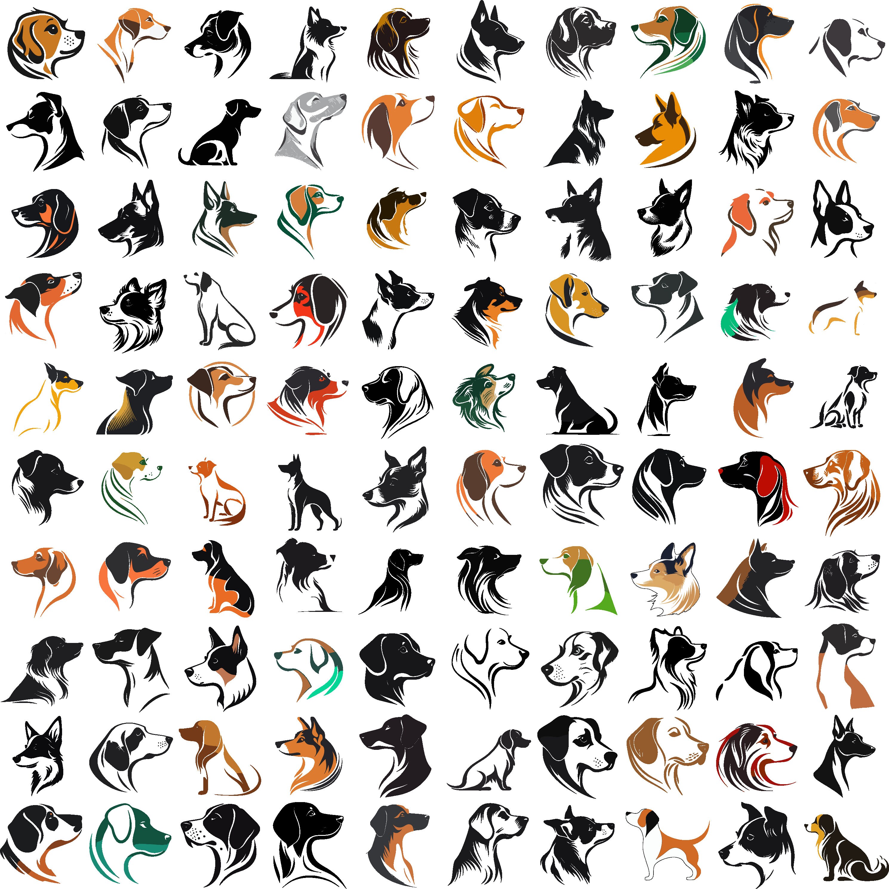 100 Dog Breed Icons: SVG Vector Graphics Bundle (digital Download) - Etsy