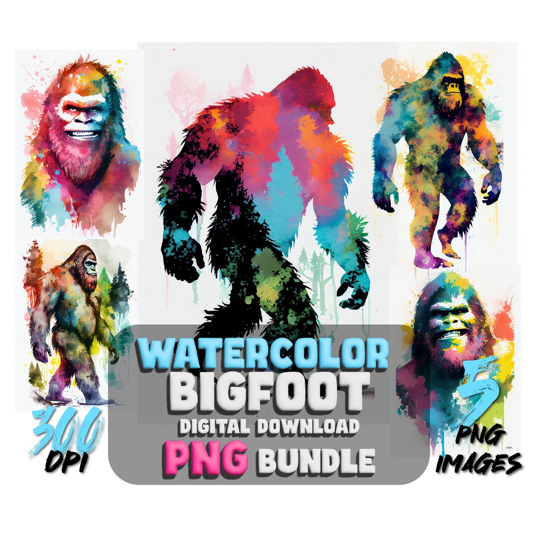 Watercolor Bigfoot PNG Images: Squatch Art Prints (digital Download) - Etsy