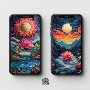FOND D'ÉCRAN pour téléphone, fleur de LOTUS, écran de veille, papier peint numérique, papier peint à fleurs, yoga, papier peint pour iphone, économiseur d'écran, art zen, bouddha, papier peint