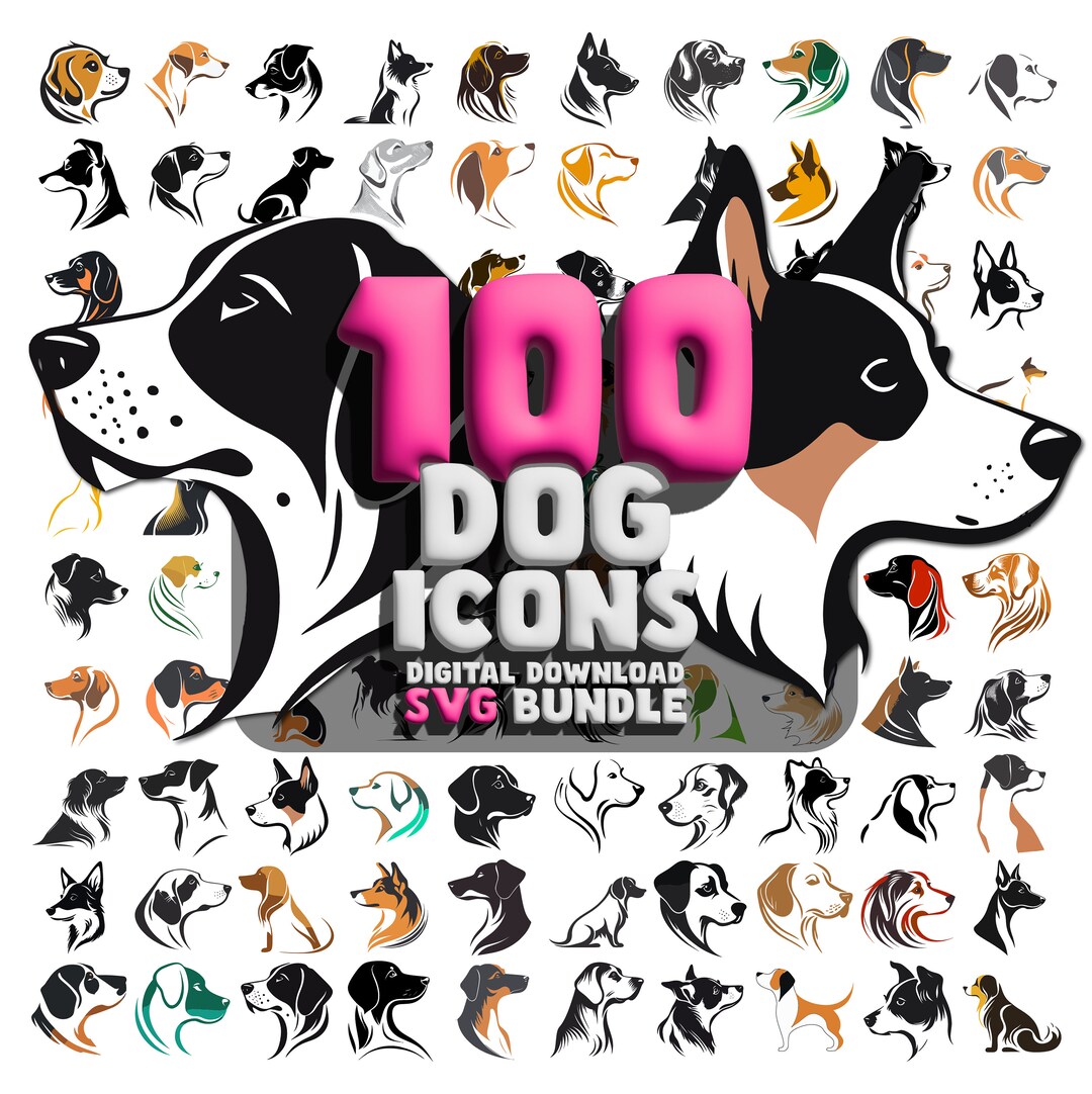 100 Dog Breed Icons: SVG Vector Graphics Bundle (digital Download) - Etsy