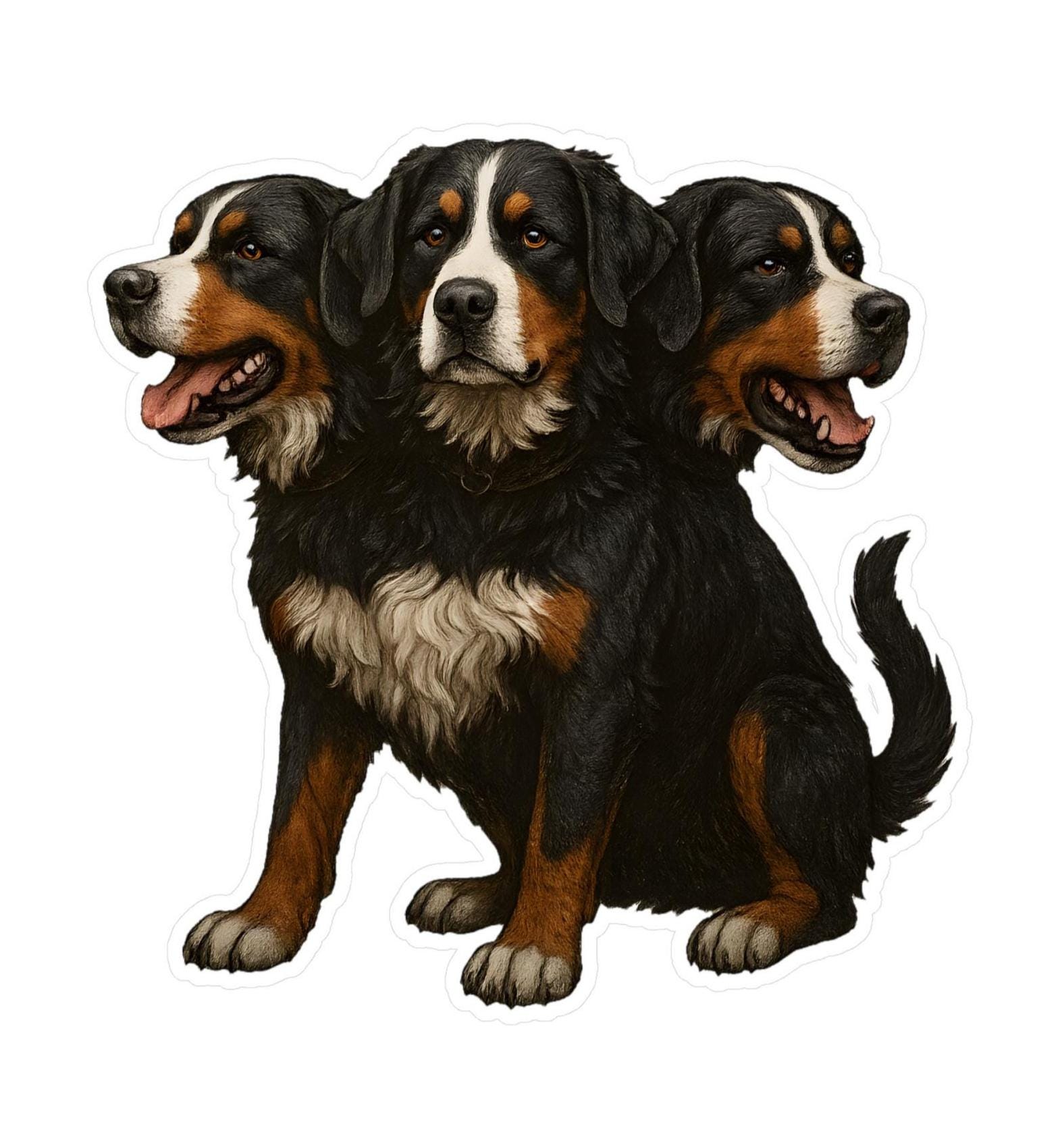 Bernese Mountain Dog Cerberus Vinyl Sticker: Dog Lover Gift - Etsy