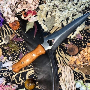 Handmade Witch Athame Knife with cherry handle