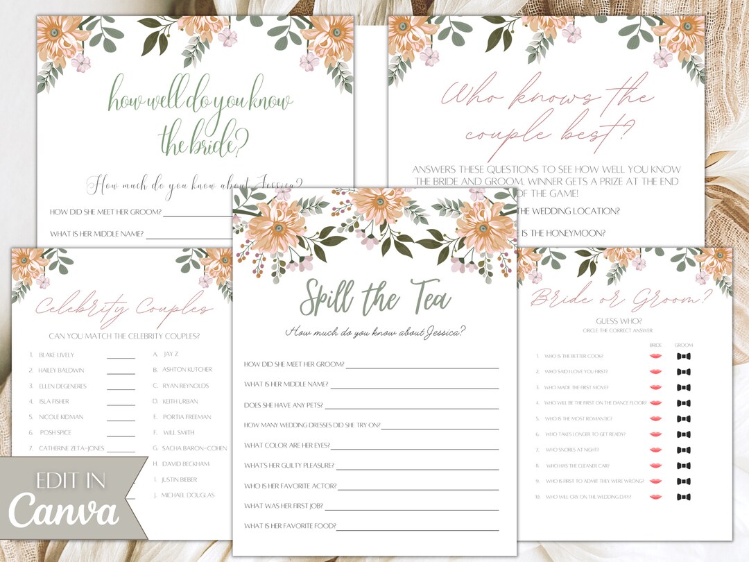 Bridal Shower Game Bundle, Bridal Shower Games, Coed Bridal Shower