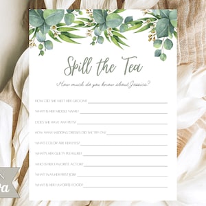 Spill the Tea Bridal Shower Game, Bridal Shower Games, Spill the Tea, Who Knows Bride Best, Spill the Tea Party Game, Bridal Brunch Game