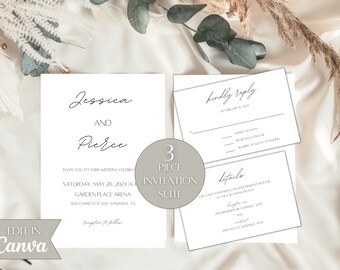 Wedding Invitation Template Set, Invitation, Wedding Template Collection, Invitation Template Bundle, Printable Wedding, JESSICA