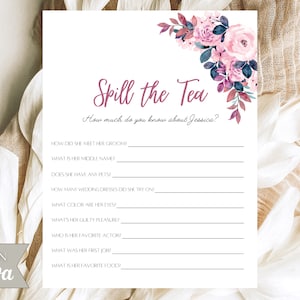 Spill the Tea Bridal Shower Game, Bridal Shower Games, Spill the Tea, Who Knows Bride Best, Spill the Tea Party Game, Bridal Brunch Game