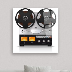 Retro Wall Decor, Technologies Glaswand, altes Spulenbandgerät Glaskunst, personalisierte Geschenkbox, moderne Wandbehang, Geschenke,