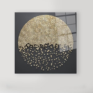 Tempered Glass Print, Gold Art Decor, Abstract Glass, Luxury Glass Art, Modern Glass Printing, Personalized Gift For Dad,