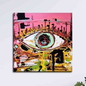Eye 3D Canvas Art: Colorful Abstract Graffiti Decor