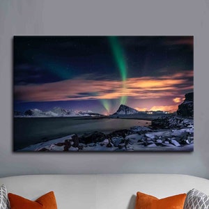 Aurora Borealis Canvas Print: Northern Lights Landscape Wall Art