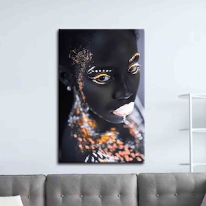 Wall Decor, Wall Art Canvas, Wall Art, African Woman Canvas, Fashion Canvas Gift, Black Girl Wall Decor, African Canvas Art,