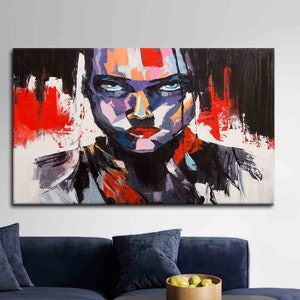 Abstract Face Canvas Art: Contemporary Human Painting, Living Room Wall Decor