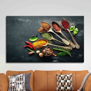 Arte de pared grande, Arte de pared para sala de estar, Arte de pared en lienzo, Especias, Lienzo 3D moderno, Lienzo de arte para comedor, Póster de cocina,
