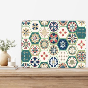 Geometric Tempered Glass Cutting Board: Boho Kitchen Decor
