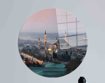 Arte mural de vidrio templado con paisaje urbano de Estambul: decoración de paisajes de Turquía