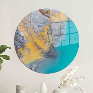 Abstract Seascape Tempered Glass Wall Art: Modern Coastal Decor