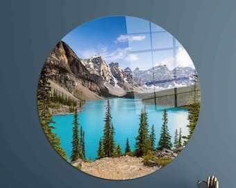 Moraine Lake Tempered Glass Wall Art: Landscape Mural Decor